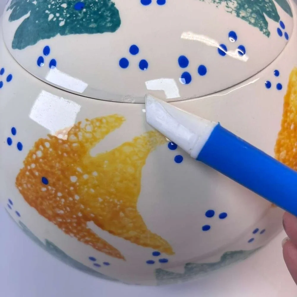 Kitty Dreams signed Sari cats fish bowl‎ cookie jar textured hand painted